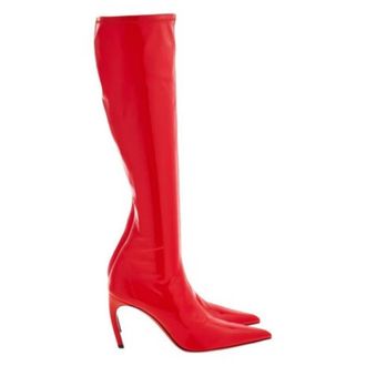 Ferragamo Bri High Patent Stretch Boots, Size 10 B