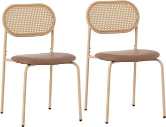 Urban Meuble Dos sillas de comedor de rat&aacute;n natural color beige