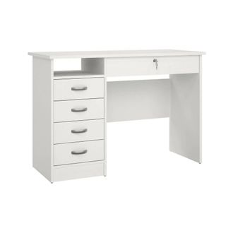 Dmora Scrivania Amor, 3 Cassetti, Materiale Struttura In Legno Nobilitato, 48.5x109.3x75.6h Cm Bianco