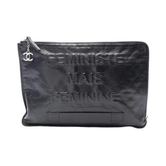 Chanel Pre-owned Coco Mark Second Bag Clutch Bag - Dames - Pre-owned - Zwart - Maat: ONE Size Leer