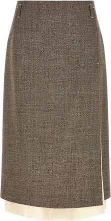 Tela Rokken, Dames, Bruin, 2Xs, Wol, Tela Midi Rok