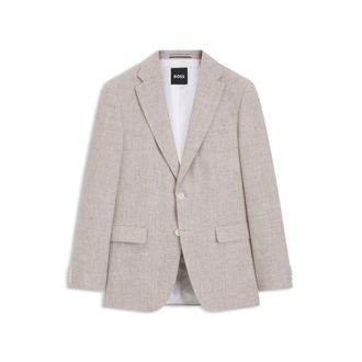 BOSS Slim-fit jacket with puppytooth pattern