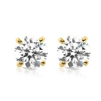 Pompeii3 3/8ct Round Cut Diamond Studs 14K Yellow Gold