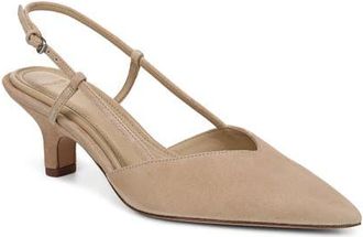 Vince Levvy Slingback Pointed Toe Kitten Heel Pump in Tuscan Sand at Nordstrom, Size 7.5