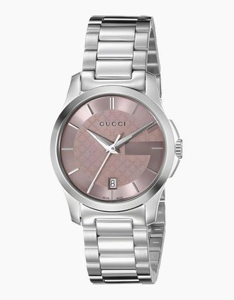 Gucci Womens Gucci YA126524 G-Timeless Pink Dial Ladies Watch - Silver