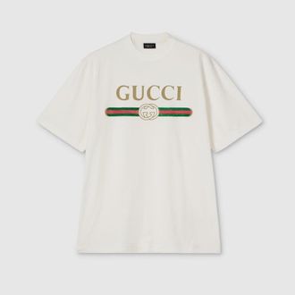 Gucci Silk Blend Jersey T-shirt With Print, Size XS, White