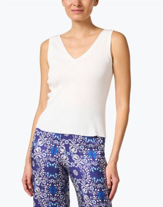 ECRU Traveling Rib Tank Top In White