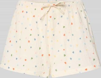 Jake*s Casual Relaxed Fit Pyjama-Shorts mit Allover-Motiv-Print in Offwhite, Gr&ouml;&szlig;e 34