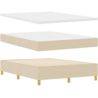 vidaXL Cama Tipo Box Spring Con Cabecera Crema 140 X 190 Cm Tela Vidaxl