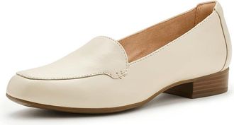 Clarks Krystine Lily Womens Flat Shoes Cream Leather : 6.5 B - Medium