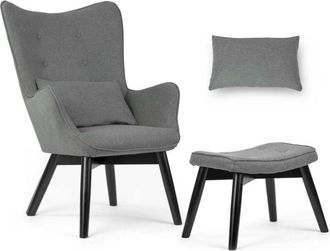 OEM Sill&oacute;n N&oacute;rdico Con Respaldo Alto Y Reposapi&eacute;s, Gris
