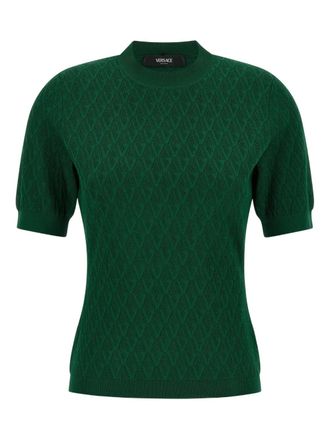 Versace Trui met jacquard en korte mouwen - Groen