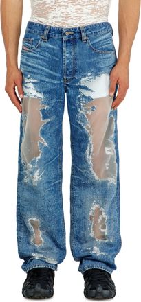 Diesel Regular Jeans Regular Waist 2024 D-Macs, Medium blue, Button fly
