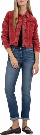Kut from the Kloth Julie Corduroy Crop Jacket In Red