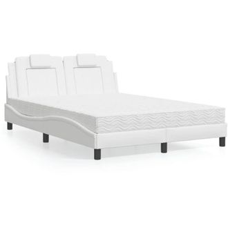 vidaXL Vidaxl - Cama Con Colch&oacute;n Cuero Sint&eacute;tico Blanco 140x200 Cm