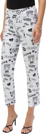 Joseph Ribkoff Abstract Graphic Summer Trousers In Vanilla/black