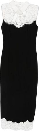 Self Portrait Mouwloze jurk met kanten rand - Dames - Casual kleedjes - Zwart - XS - Leer - Kleedjes