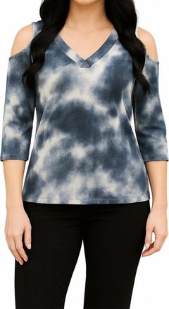 French Kyss Soft Stretch Tie Dye V Neck Top In Ink