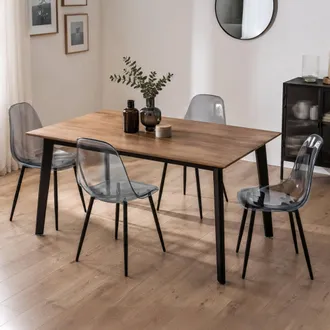 Dmora Dmora - Juego De 4 Sillas Agate, Sill&oacute;n Pet, Silla De Comedor Ergon&oacute;mica, Asiento Para Reuniones, 53x46h81 Cm, Humo, Con Embalaje Reforzado