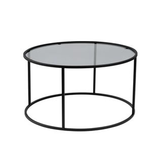 Calicosy Mesa baja redonda con sobre de vidrio D80 cm - Negro