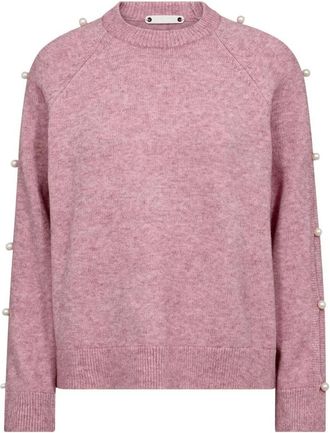 Co'Couture Rowan CC Pearl Sleeve Knit - Dames - Ronde hals truien - Roze - S - Truien & Vesten