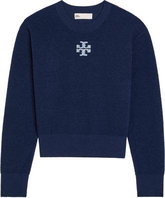 Tory Burch Logo Wool-blend Jumper - Navy - S (UK8-10 / S)