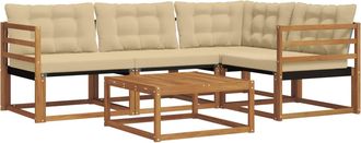 vidaXL Conjunto De Sof&aacute;s De Exterior 5 Uds. Natural Y Beige Vidaxl