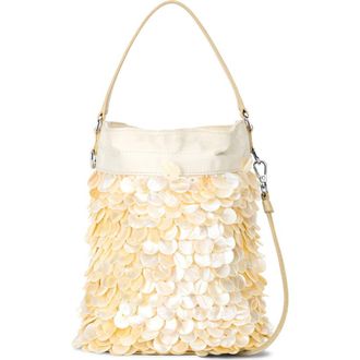 Staud Mini Lila Pearl Paillette Bucket Bag in Cream at Nordstrom