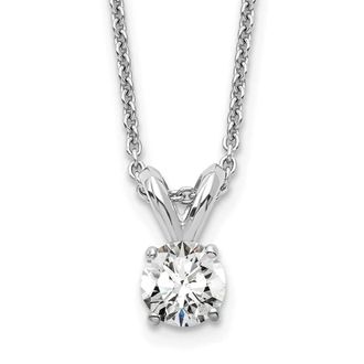 Diamond2Deal 14k White Gold 1/4 Ct Certified Lab Grown Diamond Solitaire Pendant Necklace 18