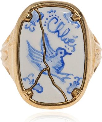 Chlo&eacute; Bloomcraft Signet Ring - Dames - Ringen - Geel - 54 MM - Accessoires