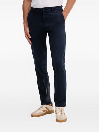 BOSS logo-patch trousers - men - Elastane/Cotton - 33/34 - Blue