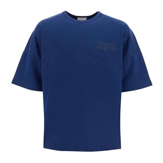 Alexander McQueen Tops, Heren, Blauw, L, T-Shirt