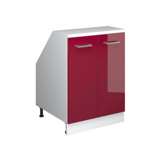 Vicco Armario De Cocina Para Techo Inclinado R-line, Rojo De Alto Brillo, 60 Cm Con 2 Puertas, 60 Cm De Profundidad, Vicco