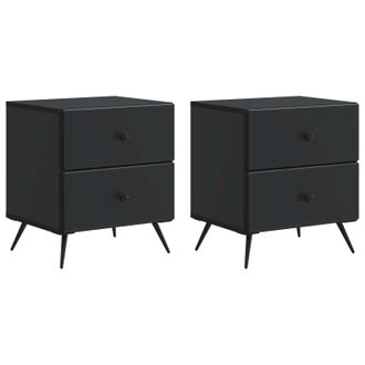 vidaXL Armario De Noche Con Caj&oacute;n 2 Pcs Negro 43 X 34,5 X 47,5 Cm Vidaxl
