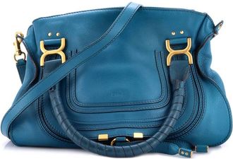Chlo&eacute; Blue Leather Marcie Satchel Medium (Authentic Pre-Loved)