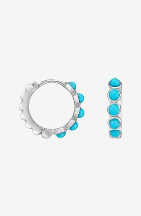 Dower & Hall Medium Azure Turquoise Huggie Hoops in Sterling Silver at Nordstrom