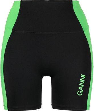 Ganni Active high-waist cycling shorts - women - Recycled Nylon/Elastane - 4XL - Black