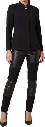 Gracia Edgy Elegance Leather Patchwork Point Pants In Black Shadow