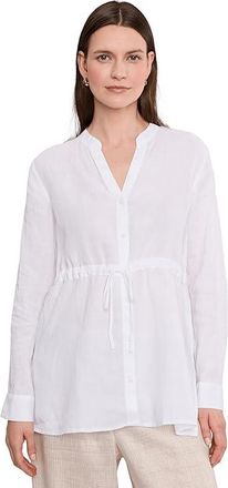 Eileen Fisher Petite Organic Handkerchief Linen Long Shirt With Drawstring Womens Clothing White : SM