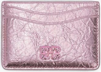 Ganni Pink Bou Card Holder in Metallic