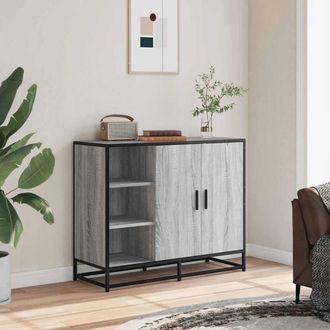 Berkfield Home Sideboard Grey Sonoma 92x35x76 cm Engineered Wood | Size: 92 x 35 x 76 cm