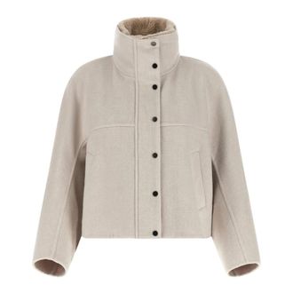 Brunello Cucinelli Double Cloth Jacket - Dames - Zomerjassen - Beige - S - Wol - Jassen