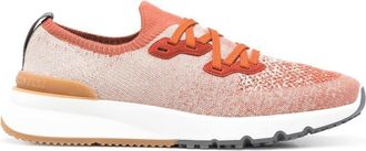Brunello Cucinelli speckled low-top sneakers - men - Fabric/Rubber/Fabric/Calf Leather/Calf Leather - 45 - Orange