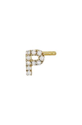 Bony Levy Icon Diamond Initial Single Stud Earring in 18K Yellow Gold - P at Nordstrom