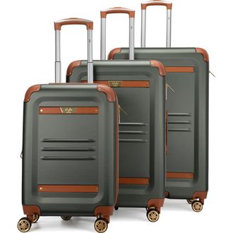 19V69 Vintage 3 Piece Expandable Spinner Luggage Set in Olive Green at Nordstrom