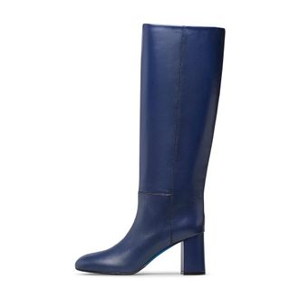 Loriblu Nappa Leren Laarzen - Dames - Laarzen met Hak - Blauw - 35 EU - Leer - Schoenen