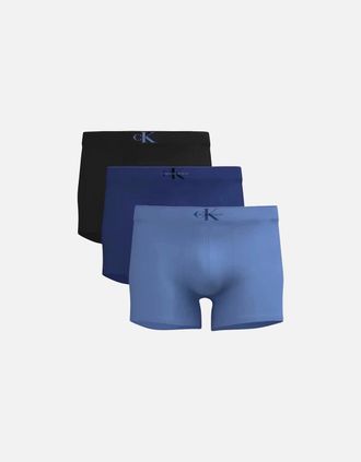 Calvin Klein Mens 3-Pack CK Archive Boxer Trunks, Black/Blue/Blue - Size: 32/30/31