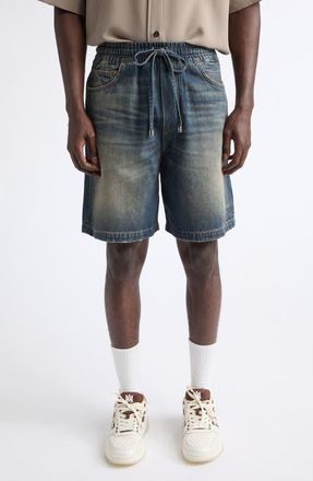 Amiri 3D Logo Drawstring Denim Shorts in Sandstone at Nordstrom, Size X-Large