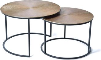 Giner&Colomer Mesa de caf&eacute; tapa de bronce y patas de metal