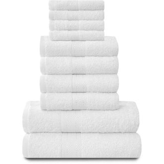 None AZZORO Gaveno Cavalia-Set di 10 Asciugamani Toronto, in Cotone, con 4 Facce, 4 Mani e 2 da Bagno, Colore: Bianco, Piazza e Mezza, 28 x 23 x 20 cm, 10